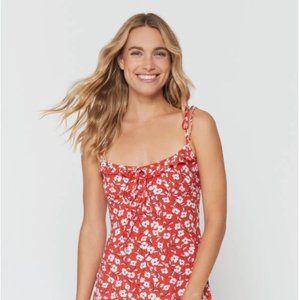 Spiritual Gangster All Day Challis Cami Dress Red Verona Floral Print Medium (M)